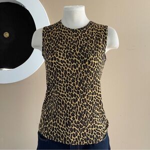 Vintage Susan Lawrence Stretchy Leopard Print Sleeveless Top – Size Small, Bold
